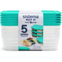 Sistema Opbevaringsbokse - 5-pak - Nest It - 1,9 l - Turkis - - OneSize - Madkasse