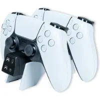 Nacon Dual Charger V4, PlayStation 5, Opladerstativ, Sort, Hvid, USB, Ledningsført, Sony