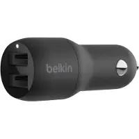 Belkin BoostCharge Dual Charger - Bilstrømsadapter - 24 Watt - 4.8 A - 2 output-stikforbindelser (USB) - sort