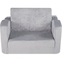 Vevor Børnesofa, Tumlingestole Komfortable, 2-i-1 Tumlingesofa Sovesofa Foldbar Ud, Konvertibel Sofa til Liggestol, Børnestol Sæde Legerumsmøbler til Børn Piger &amp; Drenge, Grå
