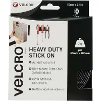 Velcro VEL-EC60245, Sort, 50 mm, 2,5 m, 1 stk, Kasse