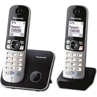 Panasonic KX-TG6812 - Trådløs telefon med opkalds-ID - DECT\GAP - sort + ekstra telefonrør - Engelsk brugervejledning