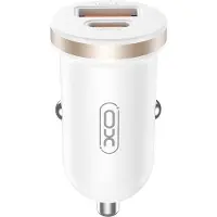 XO CC56 30W hurtig biloplader - PD3.0 USB-C, QC3.0 USB-A - Hvid