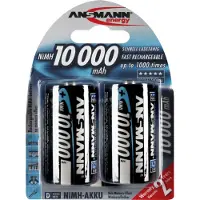 Ansmann 1x2 Nimh Genopladelige 10000 Mono D-batterier 9300mah