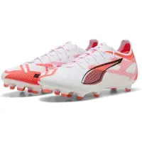 Puma ULTRA 5 PRO FG/AG Football Boots Unisex, Shoes, White/Black/Glowing Red, 40.5