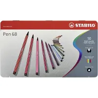 Stabilo Pen 68 Arty med 50 stk. ass. farver i metalæske