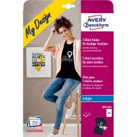 Avery-Zweckform T-shirt transfers A4 til mørke tekstiler 210x297 mm, til inkjet-printer - (4 ark)