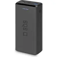 SBS Powerbank Puro Fast 20000 mAh 2x USB-A + 1x USB-C - sort