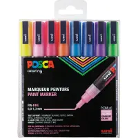 Posca Tuscher - PC-3ML - 8 stk. - Multifarvet m. Glimmer - - OneSize - Tusch