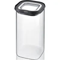 GEFU PANTRY, Container, Rektangulær, 1,4 L, Sort, Transparent, Borosilikatglas, Plast, Silikone, Rustfrit stål, 110 mm