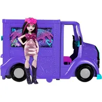 Monster High Draculaura dukke og leges?t Fangtastic Rockin Food Truck med pullout scenetransformation og 13+ tematilbeh?r