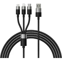 Baseus StarSpeed 3-i-1 opladnings- og datakabel - 1.2m, 3.5A - Sort