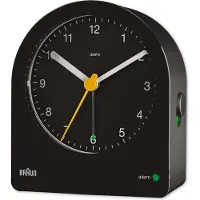 Braun BC22, Quartz alarmur, Rund, Sort, Gul, 12t, Alarm, Analog