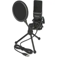 DeLOCK USB Condenser Microphone Set for Podcasting, Gaming and Vocals - Mikrofon - USB - sort