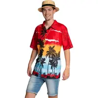 Partychimp Hawaii skjorte, rødt paradis