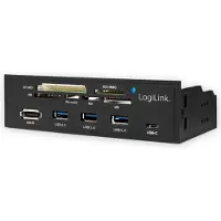 Logilink UA0341, Kompakt flash (CF), MS Micro (M2), Hukommelsesstick (MS), MicroSD (TransFlash), SD, xD, Sort, 5.25, 5000 Mbit/s, RoHS, CE, SATA