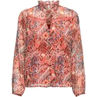 ONLY Bluse 'ONLVIKKI' beige / dueblå / orange