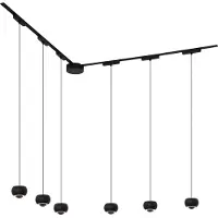 QAZQA Moderne skinnesystem med 6 sorte pendellamper 1-faset - Magnetic Lance