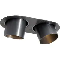QAZQA Afrundet indbygget spotlight gunmetal GU10 70 mm vippbar 2-lys - Installa