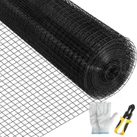 Vevor Hardware-dug, 24" x 100" &amp; 1"x1" maskestørrelse, galvaniseret stål vinylbelagt 16 Gauge hønsenethegn med en afbitertang og et par stofhandsker, til havehegn og kæledyrsindhegninger,