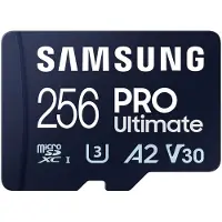 Samsung PRO Ultimate MB-MY256SA - Flashhukommelseskort (SD adapter inkluderet) - 256 GB - A2 / Video Class V30 / UHS-I U3 - microSDXC UHS-I - blå