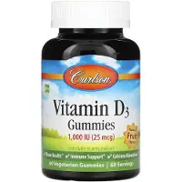 Carlson Labs Carlson, Vitamin D3 Gummies, Naturlig Frugt Smag, 25 mcg (1.000 IU), 60 Gummies
