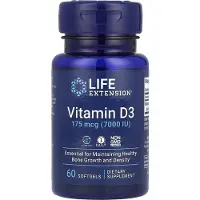 Life Extension , Vitamin D3, 175 mcg (7.000 IU), 60 bløde kapsler
