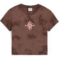 Puma WARDROBE ESS FLORAL PACK Washed Graphic Baby Tee Women, Clothing, Chocotart, S