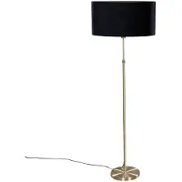 QAZQA Gulvlampe guld med oval velourskærm sort 50 cm - Parte