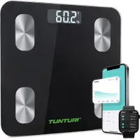Tunturi 14TUSSP001, Elektronisk personlig vægt, 180 kg, 100 g, Sort, Sølv, kg/lb, Firkant