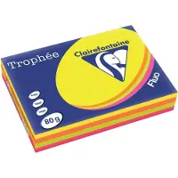 Clairefontaine Farvet papir, Trophée, A4, 80g, ass. intense farver, 1704, pakke a 5 x 100 ark