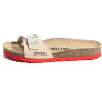 Bayton Pantoletter 'ANASTASIA' creme / brandrød / sort