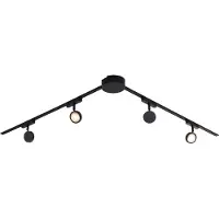QAZQA Modernt skinnesystem med 4 sorte spotlights 1-faset - Magnetic Lance