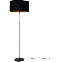 QAZQA Gulvlampe sort med oval fløjlsskærm 50 cm - Parte