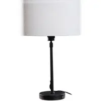 QAZQA Bordlampe sort med oval linnedskærm hvid 35 cm - Parte