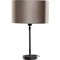 QAZQA Bordlampe sort med taupe velourskærm 35 cm - Parte