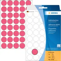 Herma 2256 etiket rød rund Ø19mm permanent - til manuel brug