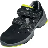 Uvex 1, Hunstik, Voksen, Sikkerhedssandaler, Sort, Gul, EN, ESD, S1, SRC, Hook-and-loop-lukning