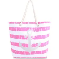 Normani Strandtaske lysegrå / fuchsia / hvid
