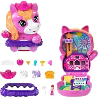 Polly Pocket Dolls and Playset Pony Rodeo Kompakt rejseleget?j med 1 Micro Doll Pet Heste Mad og mode Stylingtilbeh?r