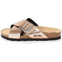 Bayton Pantoletter 'ERA' rosa guld / sort