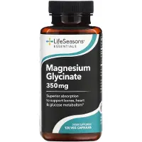 LifeSeasons , Magnesium Glycinate, 350 mg, 120 Veg Kapsler (87.5 mg per Kapsel)