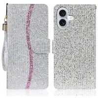Mtp Products iPhone 16 Stilfuldt glitterpungetui - sølv