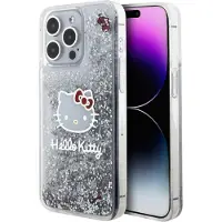 Hello Kitty Liquid Glitter Charms Kitty Head-etui til iPhone 15 Pro Max - sølv