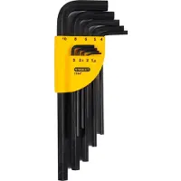 Stanley 1-13-947, L-formet unbrakonøgle, Metric, 9 stk, Siliciumkarbidstål, 1.5,2,2.5,3,4,5,6,8,10 mm
