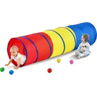 Vevor Kids Legetunneltelt til småbørn, Farverigt Pop Up Krabletunnellegetøj til baby eller kæledyr, Sammenklappelig gave til dreng og pige Legetunnel Indendørs og udendørs spil Rød/Gul/Blå Flerfarvet