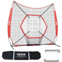 Vevor 7x7 fod baseball softball træningsnet, bærbart baseball træningsnet til at slå, batting, gribe og pitche, backstop baseball udstyr træningshjælpemidler med bue ramme, bæretaske og strike zone