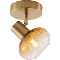 QAZQA Moderne loftspot guld med rundt ravfarvet glas - Teddy
