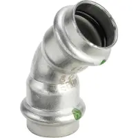 Viega Inox bøjning 45 grader 22 mm Inox, rustfri stål muffe/muffe, SC-Contur