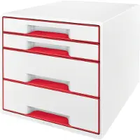 Leitz Skuffekabinet Desk Cube WOW 4-skuffer Rød